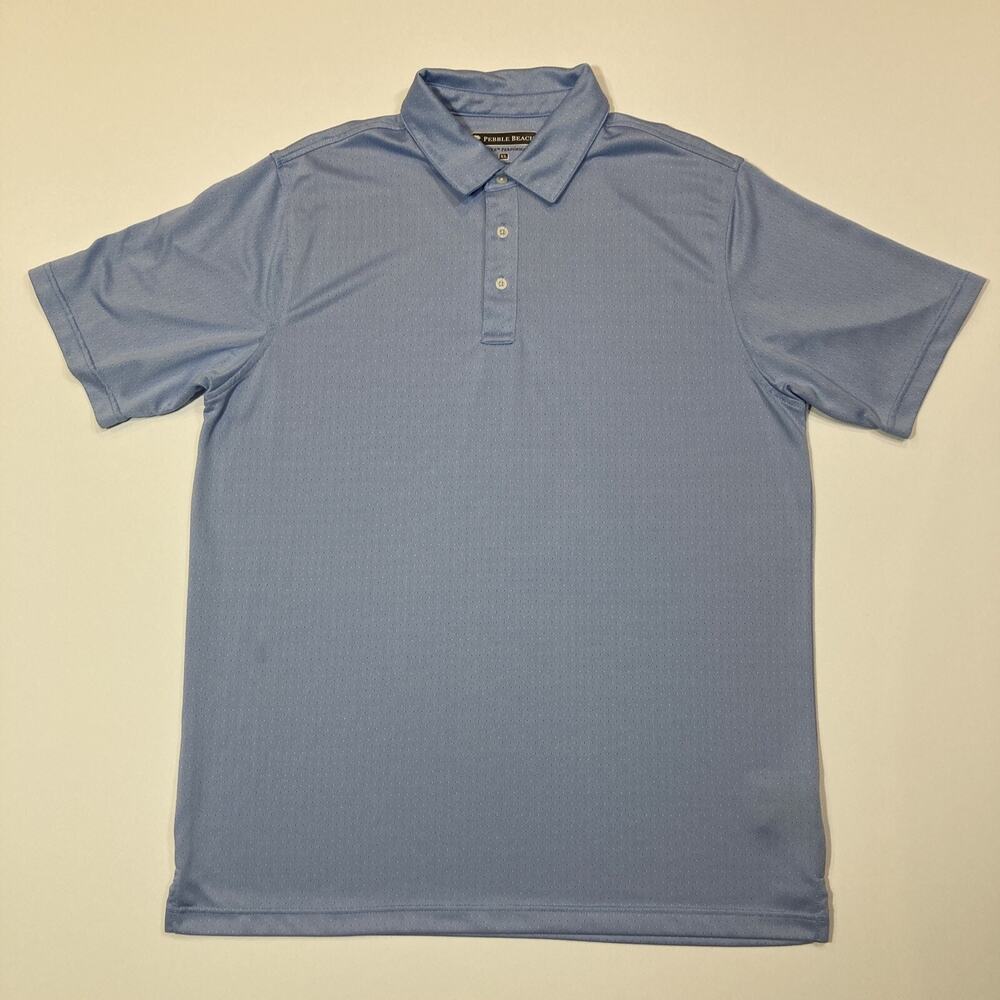 Pebble Beach Mens Shirt Size XL Blue Polo Short Sleeve Collared Golf T Dry-Luxe